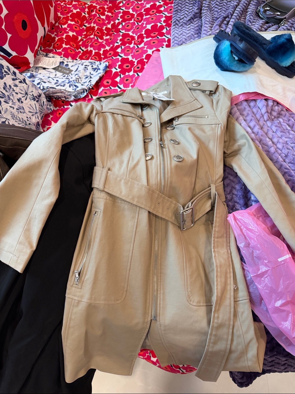 Kenneth Cole New York Tan Trench Coat with Belt